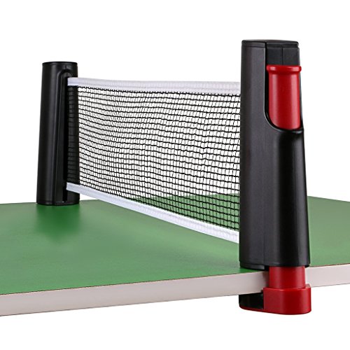 Hipiwe Einziehbares Tischtennisnetz Ersatz, Tischtennisnetz und Pfosten, 1,8 m, passend für Tische bis 5,0 cm (2,0 Zoll) (schwarz) von Hipiwe