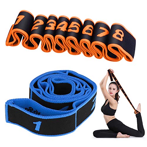 Hippodance Yoga Set, Yoga Stretch Gurt mit 8 Schleifen, Leicht zu Tragender und Hochelastischer Widerstandsbänder, Ideal für Heißes Yoga, Körperliche Therapie, Größere Flexibilität von Hippodance