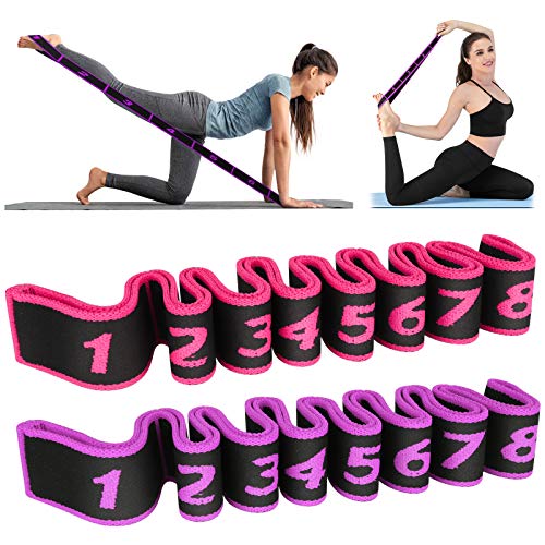 Hippodance Stretching Band,Gymnastikband mit 8 Schleifen Yoga Stretch Gurt Fitness Pilates Physiotherapie Stretch Gurt für Asanas Dehnen Stretchen von Hippodance