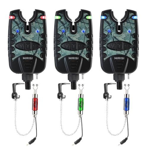 Angeln Bissanzeiger und LED Swinger Set 3 Farben LED Lichter Karpfen Alarm Camouflage Angeln Bissanzeiger und LED Swinger Set 3 Farben LED Lichter Karpfen Alarm Camouflage von Hirisi Tackle