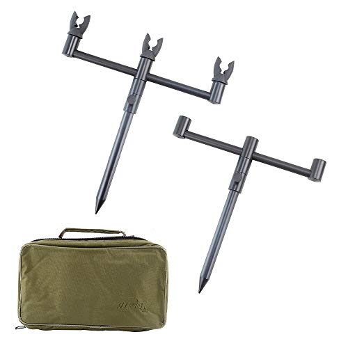 Karpfenangeln Rutenhalter Set Buzz Bars Banksticks mit 3 Rutenauflagen Kopf in tragbarer Angeltasche (22–35 cm) von Hirisi Tackle