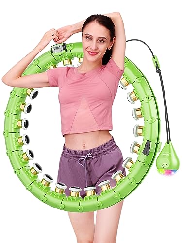 HiroShi Hula Hoop für Erwachsene eine sexy Taille zu Bauen, 24 Abnehmbarer Hula Hoop für die meisten Menschen, Smart Hul Hoop für Fitness und Gewichtsverlust mit Dazzle LED Ball und Zähler (60-115CM) von HiroShi