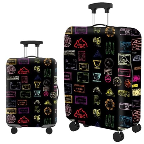 Hiseng 3D Kofferhülle Elastisch 18-32 Zoll Kofferschutzhülle Waschbar Gepäck Cover Reisekoffer Hülle Kofferschutz Luggage Cover (Schwarz,M (22–25 Zoll)) von Hiseng