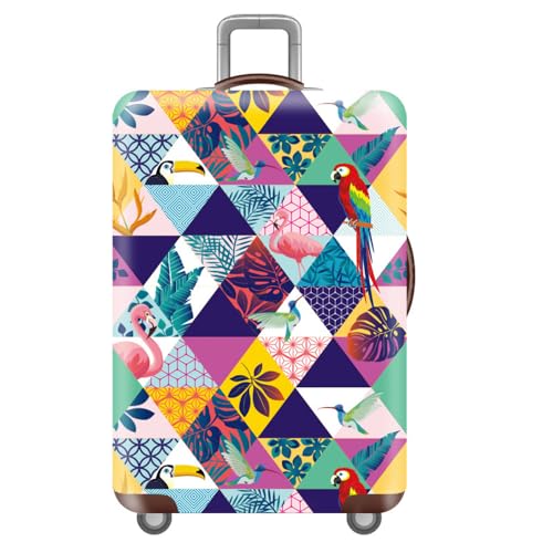 Hiseng 3D Tropische Blätter Kofferhülle Elastisch 18-32 Zoll Kofferschutzhülle Waschbar Gepäck Cover Reisekoffer Hülle Kofferschutz Luggage Cover (Flamingos,S (18–21 Zoll)) von Hiseng