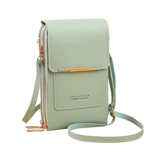 Hiseng Handytasche zum Umhängen, Mode Umhängetasche Damen, Crossbody Bag Damen, Handy Umhängetasche aus PU Vegan Leder, Handytasche mit Geldbörse zum Umhängen, Verstellbarer Dünner Gurt (Grün) von Hiseng