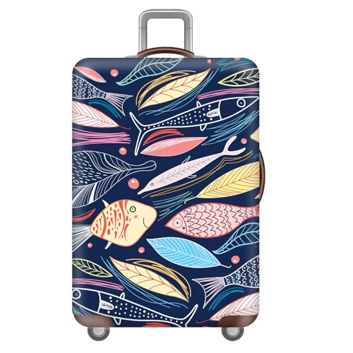 Hiseng Modern Kofferhülle Elastisch 18-32 Zoll Kofferschutzhülle Waschbar Gepäck Cover Reisekoffer Hülle Kofferschutz Luggage Cover (Tropische Fische,M (22–25 Zoll)) von Hiseng