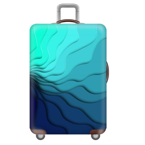 Hiseng Modern Kofferhülle Elastisch 18-32 Zoll Kofferschutzhülle Waschbar Gepäck Cover Reisekoffer Hülle Kofferschutz Luggage Cover (Wellen,M (22–25 Zoll)) von Hiseng