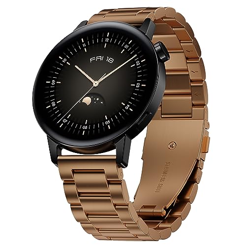 Hiseus Armband Kompatibel mit Huawei Watch GT 3 42mm / GT 3 Pro 43mm / GT 2 42mm, Ersatz Uhrenarmbänder Edelstahl Ersatzarmband Metall Armband Kompatibel mit GT2 / GT3 42mm (Roségold) von Hiseus