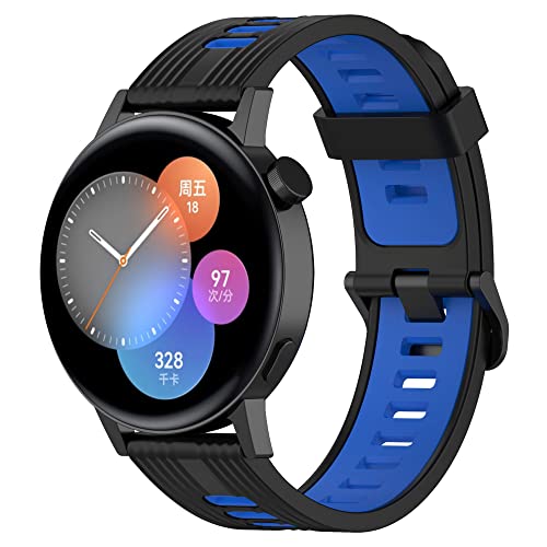 Hiseus Armband Kompatibel mit Huawei Watch GT2 42mm/Watch GT 3 PRO 43mm,Silikon Ersatz Sport Strap für Huawei Watch GT 3 42mm/Watch 2 Sport/Honor Watch Magic 2 42mm (Schwarz/Blau) von Hiseus