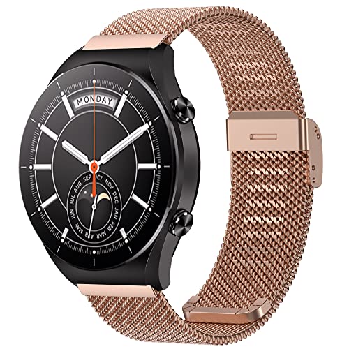 Hiseus Armband Kompatibel mit Xiaomi Watch S1, 22mm Edelstahl Metall Ersatz Armband für Xiaomi Watch S1 / S1 Active/Mi Watch (Roségold) von Hiseus