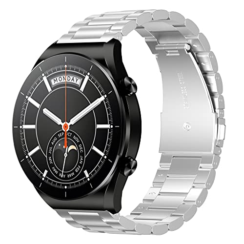 Hiseus Armband Kompatibel mit Xiaomi Watch S1/S1 Active/Xiaomi MI Watch Sports/Xiaomi MI Watch Color 22mm Edelstahl Ersatz Armband (Silber) von Hiseus