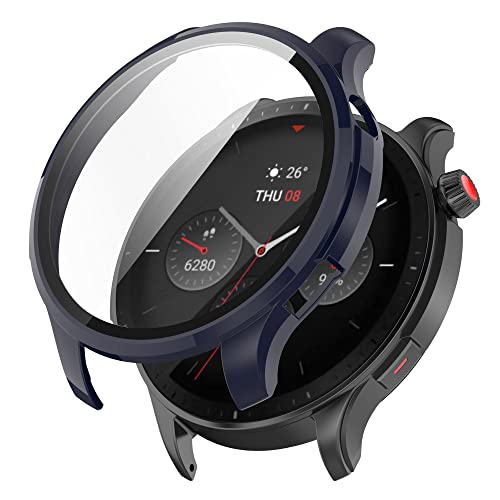 Hiseus Hülle mit Displayschutz Hard SchutHülle Kompatibel mit Amazfit GTR 4, Kratzfestes Ultradünne PC Protector Cover für GTR 4 (Blau) von Hiseus