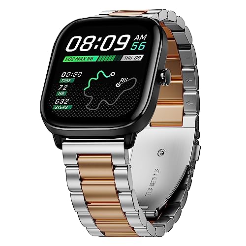 Hiseus Kompatibel mit Amazfit GTS 3/4 / 4 Mini Armband, Edelstahl Metall Ersatzarmband Business Uhrenarmband für GTS 2 / GTS 2 Mini / 2e (Silber/Roségold) von Hiseus