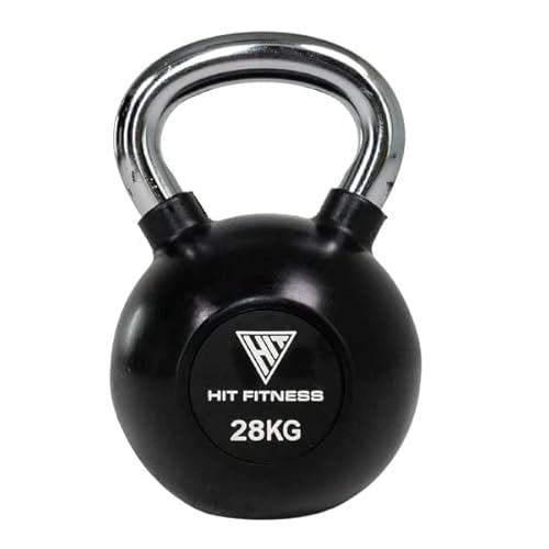 Hit Fitness Unisex-Adult Kettlebell with Handle | 28kg, Black & Chrome, 22 x 22 x 31.5 cm von Hit Fitness