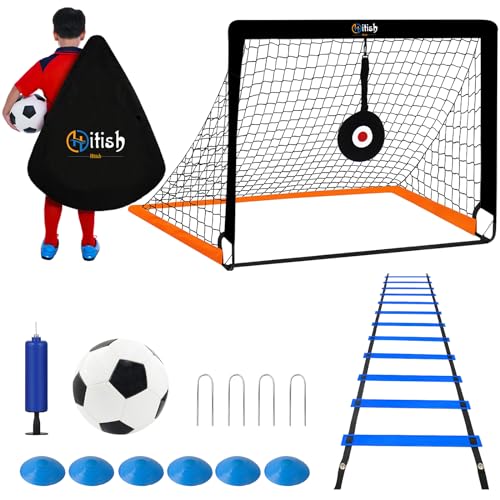 Hitish Fußballtor Kinder Set, Tornetzen Pop-Up Faltbar mit Transporttasche, Fußball Tore mit Ball Beweglichkeitsleiter Kegel Ziel, Fussballtore für Outdoor & Garten Hitish Fußballtor Kinder Set, Tornetzen Pop-Up Faltbar mit Transporttasche, Fußball Tore mit Ball Beweglichkeitsleiter Kegel Ziel, Fussballtore für Outdoor & Garten von Hitish