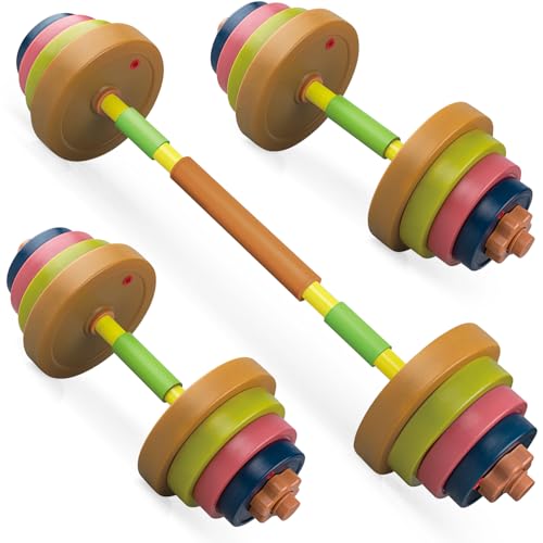 Hitish Trainings Gewichte Set für Kinder, 2-In-1 Trainings Gerät mit Langhantel und Kurzhantel, Fitness Spielzeug für Anfänger Gewicht Heben Training Fitness, Einstellbare Füllung mit Sand oder Wasser Hitish Trainings Gewichte Set für Kinder, 2-In-1 Trainings Gerät mit Langhantel und Kurzhantel, Fitness Spielzeug für Anfänger Gewicht Heben Training Fitness, Einstellbare Füllung mit Sand oder Wasser von Hitish