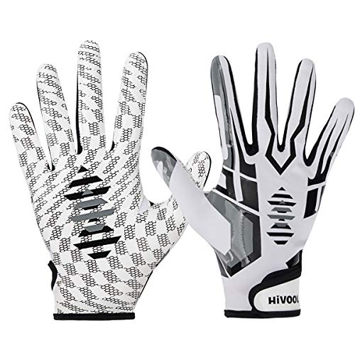 Hivool American Football Empfänger-Handschuhe, ultra-haftend, eng, atmungsaktiv, rutschfester Silikongriff, verbesserte Leistung für Jugendliche und Erwachsene Hivool American Football Empfänger-Handschuhe, ultra-haftend, eng, atmungsaktiv, rutschfester Silikongriff, verbesserte Leistung für Jugendliche und Erwachsene von Hivool