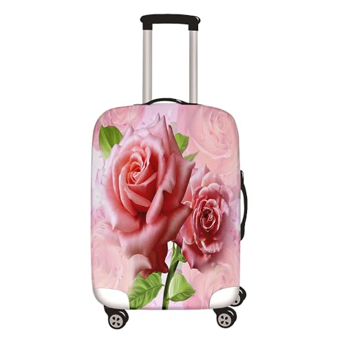 Hixingo 3D Elastisch Kofferhülle Kofferschutzhülle, Rosenblüten Koffer Schutzhülle Staubdichte Reisekoffer Hülle Trolley Case Schutzhülle Reisegepäckabdeckung (Grün Blätter,XL (30-32 Zoll)) von Hixingo