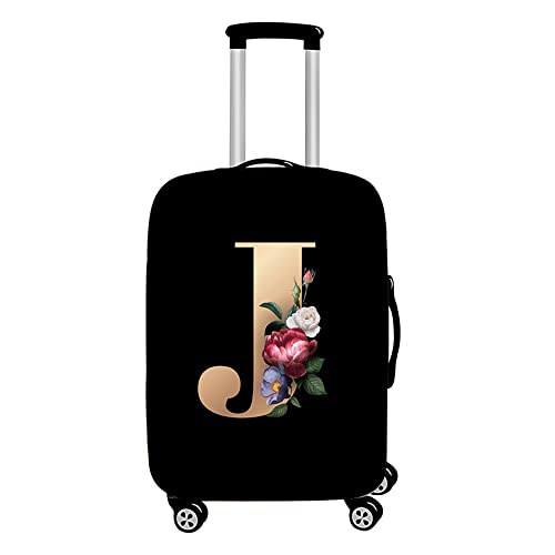 Hixingo Elastisch Kofferhülle Kofferschutzhülle, 3D Alphabet Rose Blumen Druck Koffer Schutzhülle Staubdichte Reisekoffer Hülle Trolley Case Schutzhülle Reisegepäckabdeckung (J,XL (30-32 Zoll)) von Hixingo