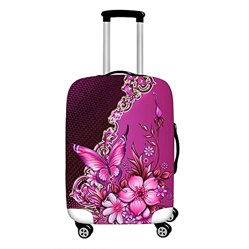 Hixingo Elastisch Kofferhülle Kofferschutzhülle, 3D Druck Koffer Schutzhülle Staubdichte Reisekoffer Hülle Trolley Case Schutzhülle Reisegepäckabdeckung (Pinke Blumen,M (22-24 Zoll)) von Hixingo