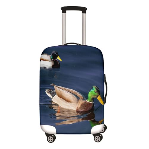 Hixingo Elastisch Kofferhülle Kofferschutzhülle, 3D Ente Druck Koffer Schutzhülle Staubdichte Reisekoffer Hülle Trolley Case Schutzhülle Reisegepäckabdeckung (Grau-Blau,XL (30-32 Zoll)) von Hixingo