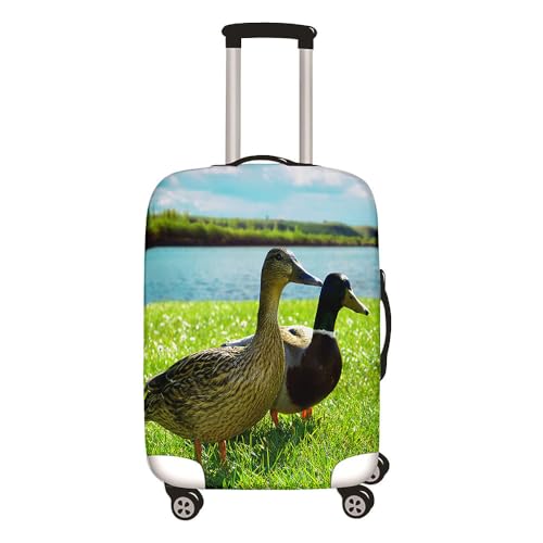 Hixingo Elastisch Kofferhülle Kofferschutzhülle, 3D Ente Druck Koffer Schutzhülle Staubdichte Reisekoffer Hülle Trolley Case Schutzhülle Reisegepäckabdeckung (Pärchen,M (22-24 Zoll)) von Hixingo