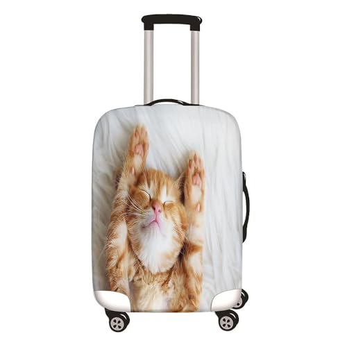 Hixingo Elastisch Kofferhülle Kofferschutzhülle, 3D Kawaii-Katze Koffer Schutzhülle Staubdichte Reisekoffer Hülle Trolley Case Schutzhülle Reisegepäckabdeckung (Weiß,L (26-28 Zoll)) von Hixingo