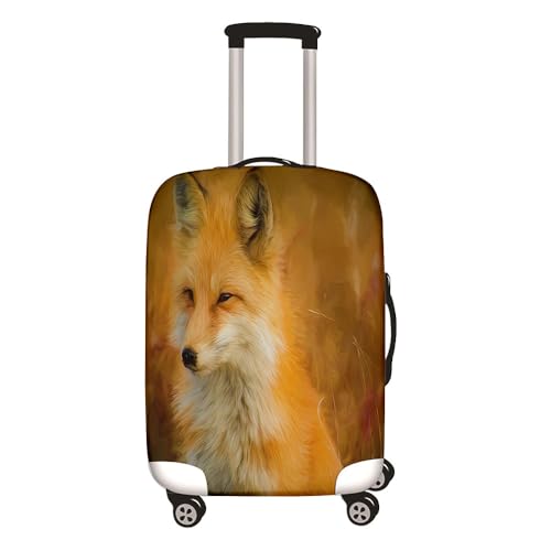 Hixingo Elastisch Kofferhülle Kofferschutzhülle, 3D Koffer Schutzhülle Staubdichte Reisekoffer Hülle Trolley Case Schutzhülle Reisegepäckabdeckung -Fuchs Tier Druck (Gelb,L (26-28 Zoll)) von Hixingo