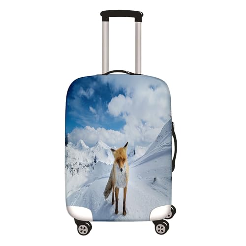 Hixingo Elastisch Kofferhülle Kofferschutzhülle, 3D Koffer Schutzhülle Staubdichte Reisekoffer Hülle Trolley Case Schutzhülle Reisegepäckabdeckung -Fuchs Tier Druck (Weiß,L (26-28 Zoll)) von Hixingo