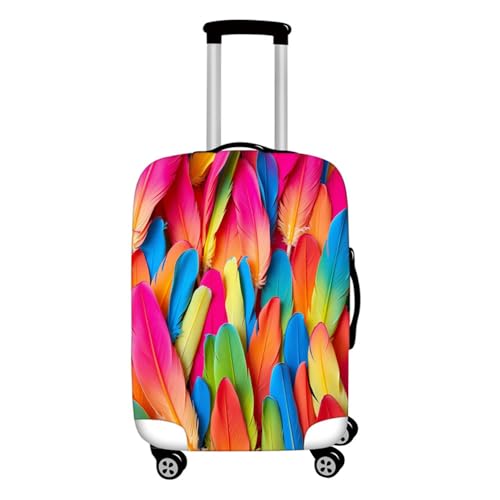 Hixingo Elastisch Kofferhülle Kofferschutzhülle, Druck Koffer Schutzhülle Staubdichte Reisekoffer Hülle Trolley Case Romantisch Feder Schutzhülle Reisegepäckabdeckung (Rosa,L (26-28 Zoll)) von Hixingo