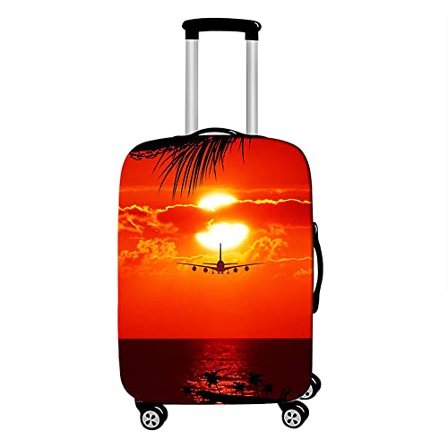 Hixingo Elastisch Kofferhülle Kofferschutzhülle, Flugzeug Druck Koffer Schutzhülle Staubdichte Reisekoffer Hülle Trolley Case Reisegepäckabdeckung Schutzhülle (L (26-28 Zoll),Sonnenuntergang) von Hixingo