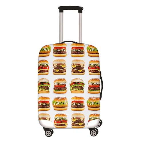 Hixingo Elastisch Kofferhülle Kofferschutzhülle, Food-Party Druck Koffer Schutzhülle Staubdichte Reisekoffer Hülle Trolley Case Schutzhülle Reisegepäckabdeckung (Weiß,M (22-24 Zoll)) von Hixingo