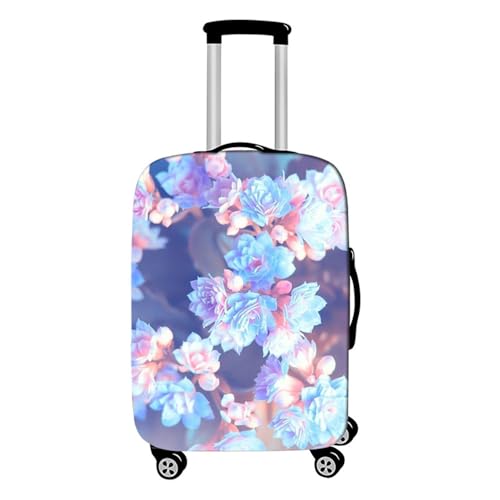 Hixingo Elastisch Kofferhülle Kofferschutzhülle, Garten Blume Druck Koffer Schutzhülle Staubdichte Reisekoffer Hülle Trolley Case Schutzhülle Reisegepäckabdeckung (Blau,S (18-20 Zoll)) von Hixingo