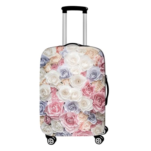 Hixingo Elastisch Kofferhülle Kofferschutzhülle, Garten Blume Druck Koffer Schutzhülle Staubdichte Reisekoffer Hülle Trolley Case Schutzhülle Reisegepäckabdeckung (Weiß,XL (30-32 Zoll)) von Hixingo