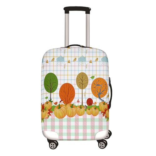 Hixingo Elastisch Kofferhülle Kofferschutzhülle, Halloween-Kürbis Koffer Schutzhülle Staubdichte Reisekoffer Hülle Trolley Case Schutzhülle Reisegepäckabdeckung (Kariert,XL (30-32 Zoll)) von Hixingo