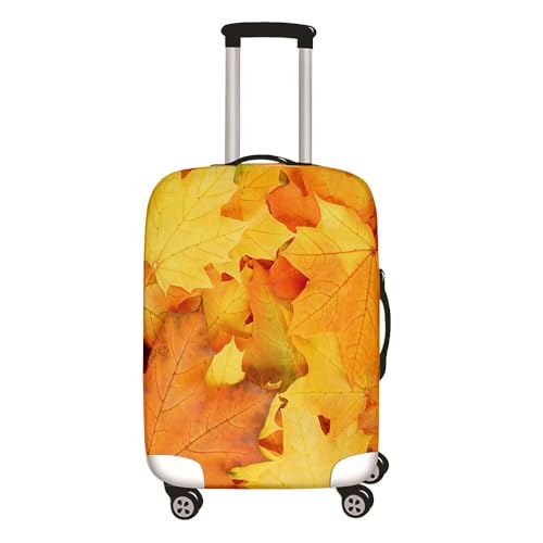 Hixingo Elastisch Kofferhülle Kofferschutzhülle, Herbst Blätter Druck Koffer Schutzhülle Staubdichte Reisekoffer Hülle Trolley Case Schutzhülle Reisegepäckabdeckung (Gelb,M (22-24 Zoll) von Hixingo