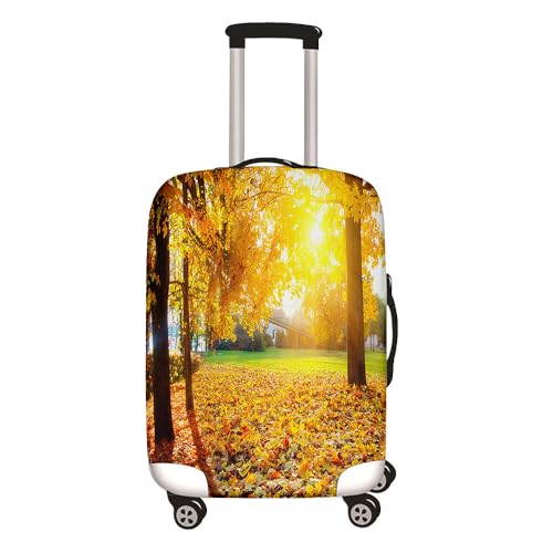 Hixingo Elastisch Kofferhülle Kofferschutzhülle, Herbst Blätter Druck Koffer Schutzhülle Staubdichte Reisekoffer Hülle Trolley Case Schutzhülle Reisegepäckabdeckung (Sonnenuntergang,L (26-28 Zoll) von Hixingo