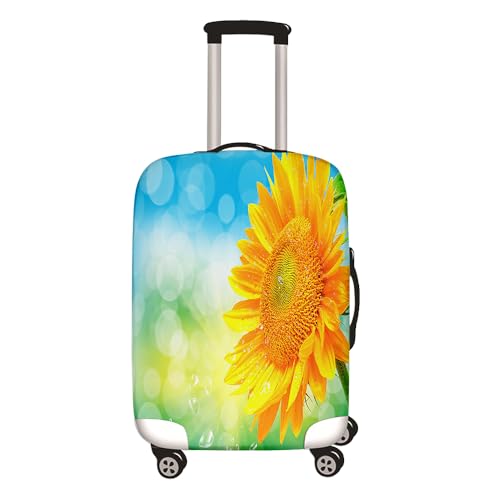 Hixingo Elastisch Kofferhülle Kofferschutzhülle, Sonnenblume Koffer Schutzhülle Staubdichte Reisekoffer Hülle Trolley Case 3D Schutzhülle Reisegepäckabdeckung (Grün,XL (30-32 Zoll)) von Hixingo