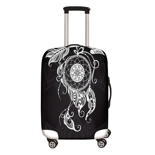 Hixingo Elastisch Kofferhülle Kofferschutzhülle, Traumfänger Druck 3D Koffer Schutzhülle Staubdichte Reisekoffer Hülle Trolley Case Schutzhülle Reisegepäckabdeckung (Schwarz-Weiß,XL (30-32 Zoll) von Hixingo