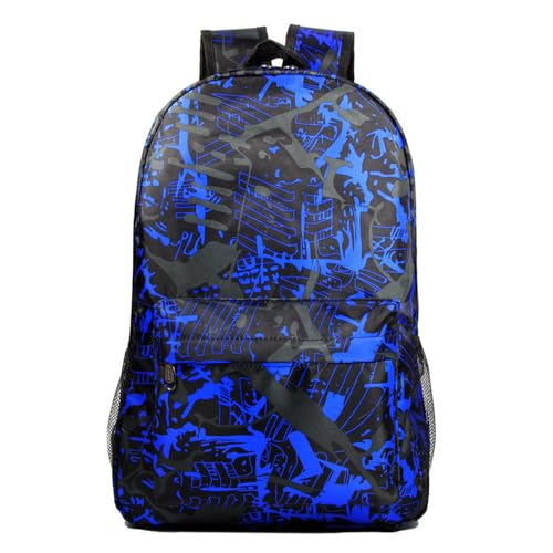 Hixingo Kinderrucksack für Mädchen & Jungen, Seschulrucksack Teenager Leichtgewicht Groß Kinder Schulranzen mit Brustgurt für Camping, Reisen, Schule (Blau Cool,47x31x18cm) von Hixingo