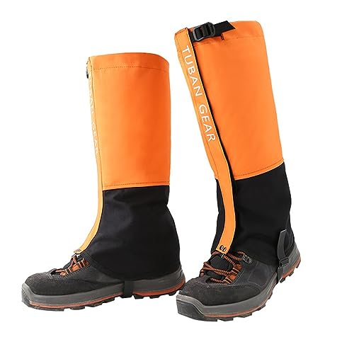 Hixingo Outdoor Gamaschen Wasserdicht, Unisex Erwachsene Bein Gamaschen Herren und Damen Schnee Gamaschen für Wandern, Spazierengehen, Wandern, Camping, Klettern, Jagen, Angeln (XL,Orange) von Hixingo