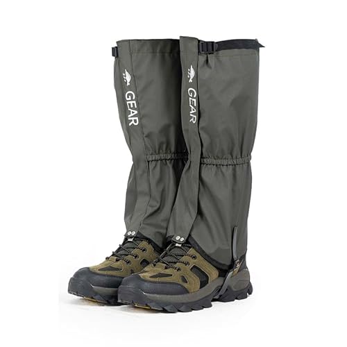 Hixingo Outdoor Gamaschen Wasserdicht, Unisex Erwachsene Bein Gamaschen Herren und Damen Schnee Gamaschen für Wandern, Spazierengehen, Wandern, Camping, Klettern, Jagen (XL,Armeegrün) von Hixingo