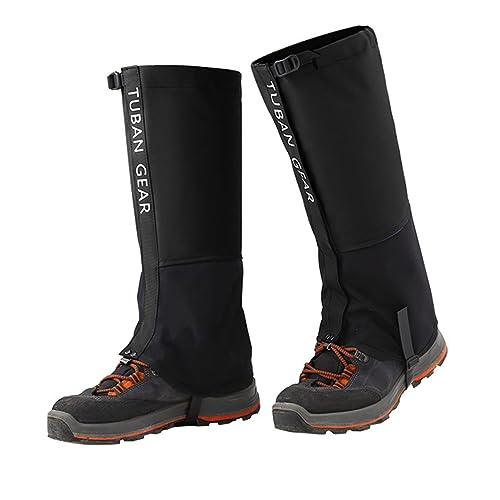 Hixingo Outdoor Gamaschen Wasserdicht, Unisex Erwachsene Bein Gamaschen Herren und Damen Schnee Gamaschen für Wandern, Spazierengehen, Wandern (M,Schwarz) von Hixingo