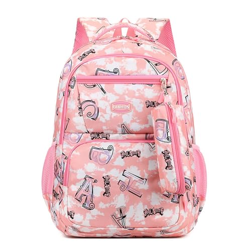 Hixingo Schulrucksack Mädchen & Jungen Teenageralter 16 Zoll Leichter Rucksack Lässige Reise-Schultasche Damen für Frauen,Männer für Schule, Arbeit, Einkaufen Daypack (Rosa,47x32x20cm) von Hixingo