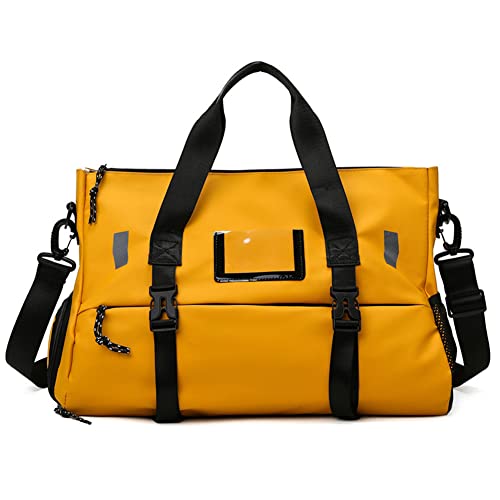 Hixingo Sporttasche mit Schuhfach für Damen und Herren, Große Wasserdicht Reisetasche Leichte Fitnesstasche für Schwimmtasche Gym Sport Fitness Reisen (20-35L,Gelb) von Hixingo