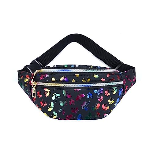 Hixingo Stylisch Bauchtasche für Damen und Herren, Schmetterling Hüfttasche Verstellbare Sport Groß Gürteltasche mit Reißverschluss für Outdoor Laufen Wandern Radfahren Gehen (31x18.5x13cm,Schwarz) von Hixingo