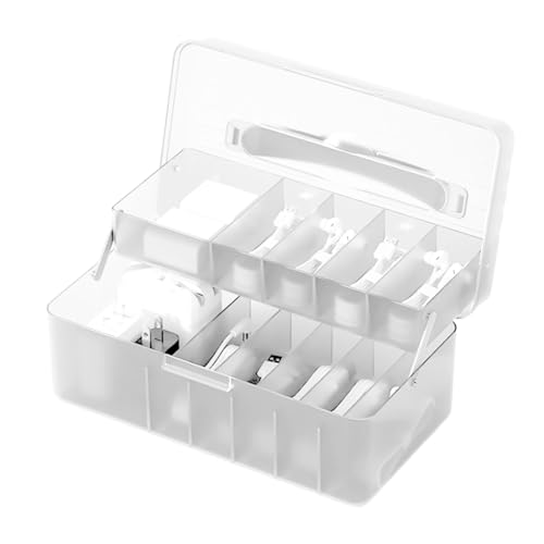 Kabel-Organizer-Box, doppellagige Multi-Fächer, staubdichte Kabelaufbewahrung, multifunktionaler Kabel-Organizer, Kabel-Organizer-Tasche, einfach zu bedienen, tragbar für Ladekabel von Hjatirace