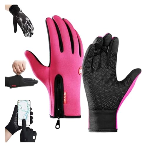 Hliloy Cozyseason Cozyseason Thermo-Winterhandschuhe, winddicht, wasserdicht, Touchscreen-Handschuhe, Winter, Herren, Touchscreen-Handschuhe, Größe L, Rosa von Hliloy