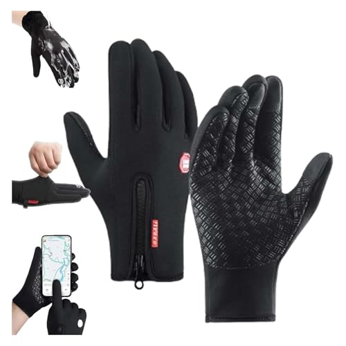 Hliloy Cozyseason Cozyseason Thermo-Winterhandschuhe, winddicht, wasserdicht, Touchscreen-Handschuhe, Winter, Herren, Touchscreen-Handschuhe, Größe L, Schwarz, Größe S von Hliloy