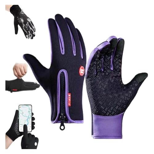 Hliloy Cozyseason Cozyseason Thermo-Winterhandschuhe, winddicht, wasserdicht, Touchscreen-Handschuhe, Winter, Herren, Touchscreen-Handschuhe, Größe L, Violett von Hliloy